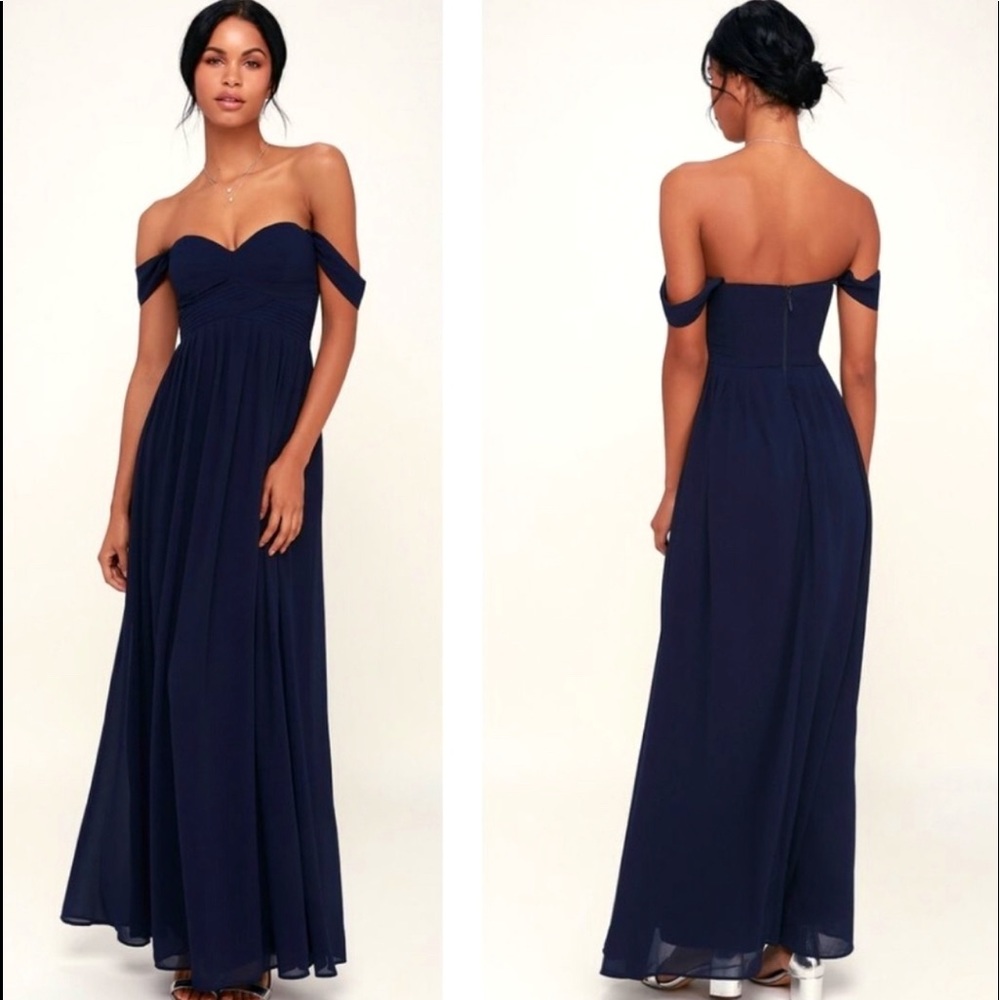 NEW Lulu's Harmonious Love Off Shoulder Maxi Dress